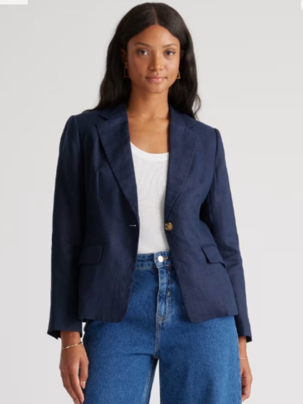 Quince NEW 100% European Linen Structured Blazer - Navy